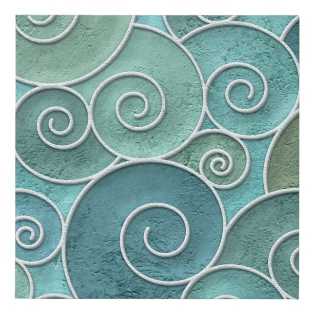 Plaster wall seamless texture with swirls pattern, faux canvas print (Front)