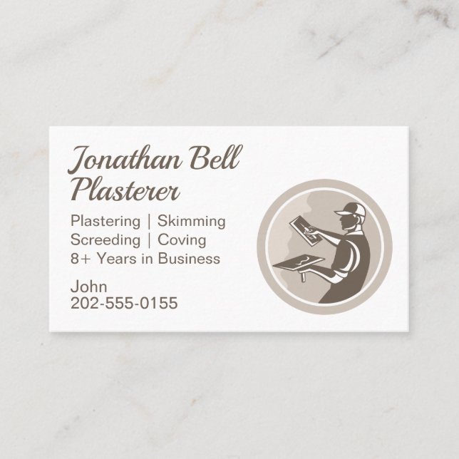 Plasterer Masonry Drywall Business Card (Front)