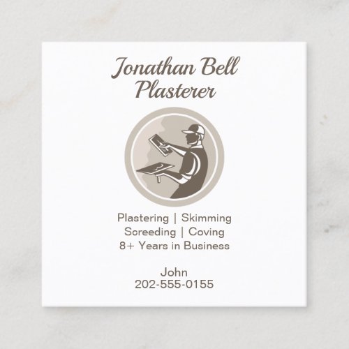 Plasterer Masonry Drywall Square Business Card