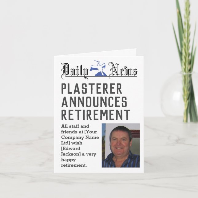 Plasterer Retirement Card to Personalise (Front)