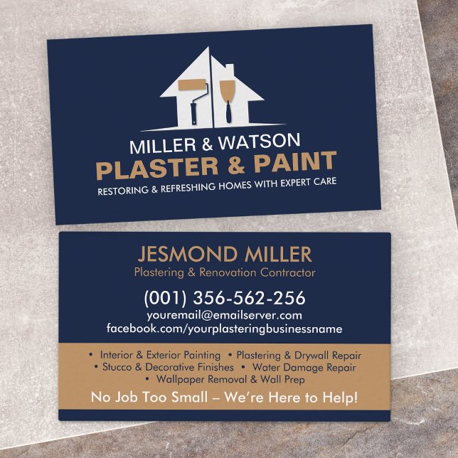 Plastering and Painting Services  Business Card (Creator Uploaded)