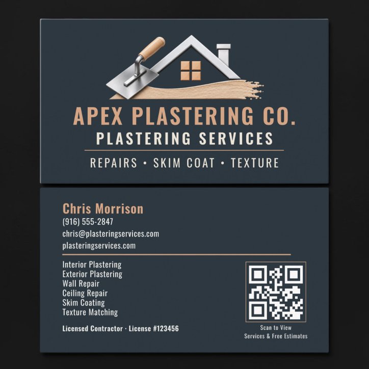 Plastering QR Code Professional Services Business Card