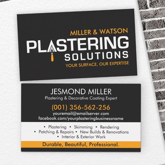 Plastering Services  Business Card (Creator Uploaded)