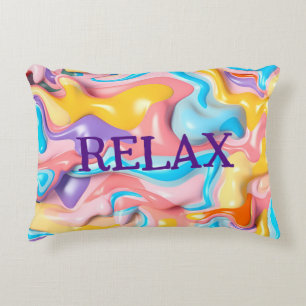 Plastic Abstract Shapes with Relax Text Accent Pillow