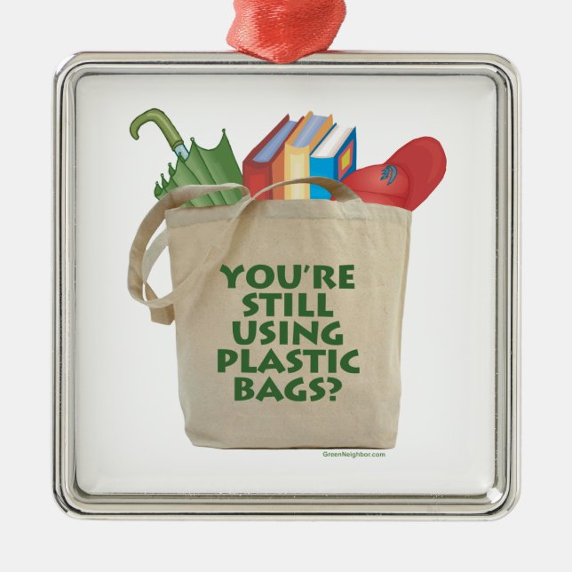 Plastic Bags Metal Ornament (Front)