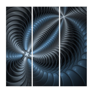 Plastic Blue Gray 3D Fractal Art Modern Abstract