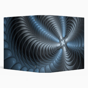 Plastic Blue Gray 3D Fractal Art Modern Abstract 3 Ring Binder