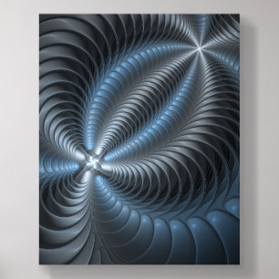 Plastic Blue Gray 3D Fractal Art Modern Abstract Acrylic Photo Tile