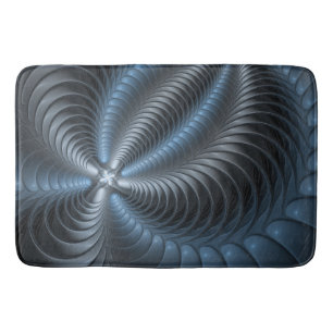 Plastic Blue Gray 3D Fractal Art Modern Abstract Bath Mat