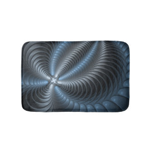 Plastic Blue Gray 3D Fractal Art Modern Abstract Bath Mat