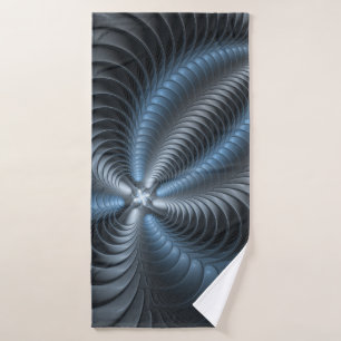 Plastic Blue Gray 3D Fractal Art Modern Abstract Bath Towel