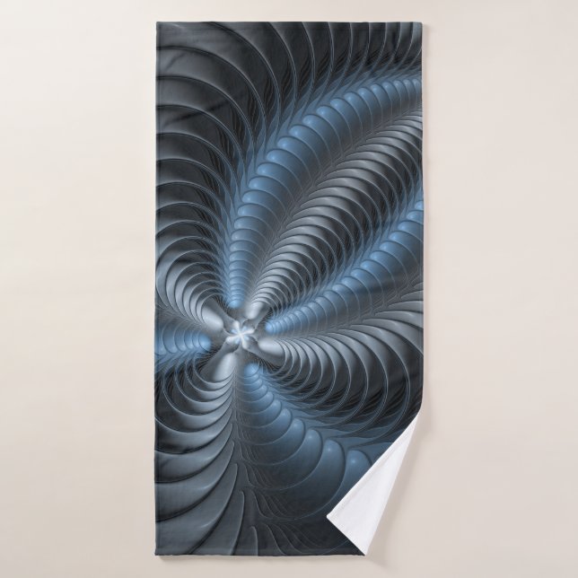 Plastic Blue Gray 3D Fractal Art Modern Abstract Bath Towel (Bath Towel)