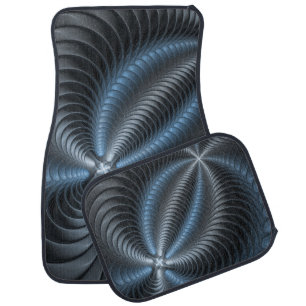 Plastic Blue Gray 3D Fractal Art Modern Abstract Car Floor Mat