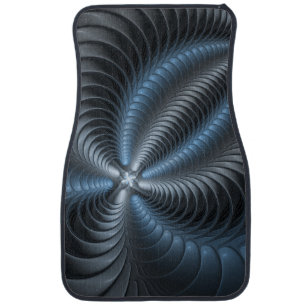 Plastic Blue Gray 3D Fractal Art Modern Abstract Car Floor Mat