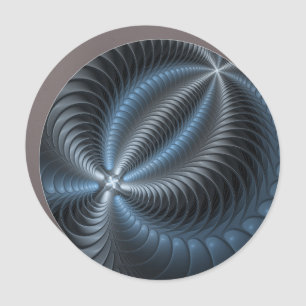 Plastic Blue Gray 3D Fractal Art Modern Abstract Car Magnet