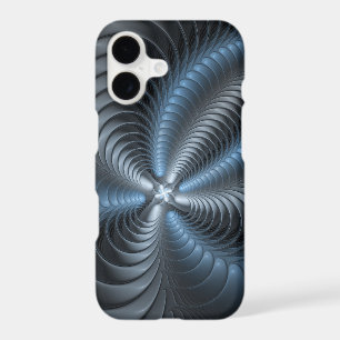 Plastic Blue Gray 3D Fractal Art Modern Abstract iPhone 17 Case