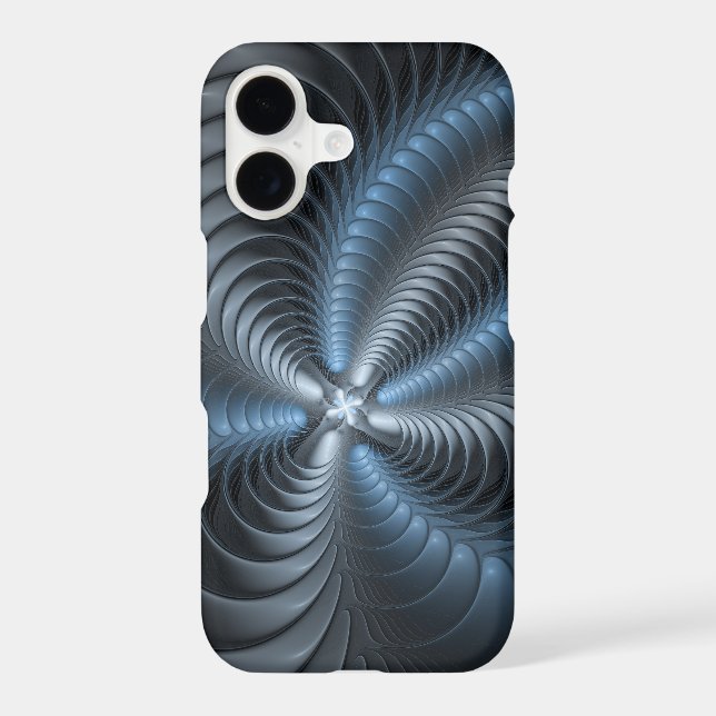 Plastic Blue Gray 3D Fractal Art Modern Abstract Case-Mate iPhone Case (Back)