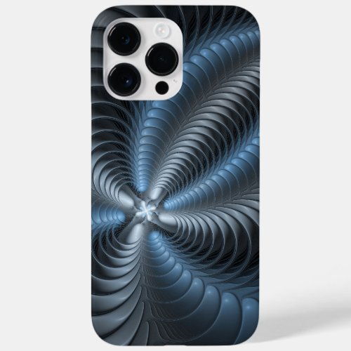 Plastic Blue Gray 3D Fractal Art Modern Abstract Case_Mate iPhone 14 Pro Max Case