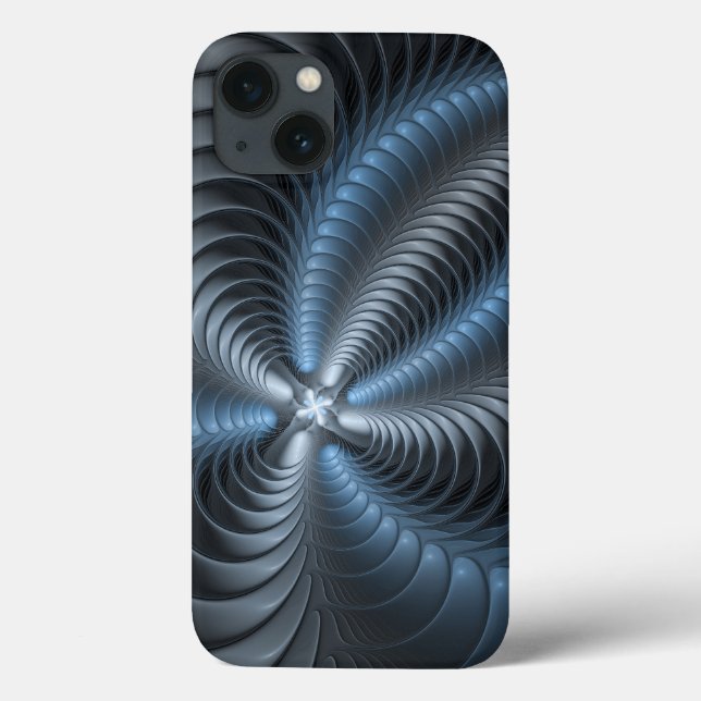 Plastic Blue Gray 3D Fractal Art Modern Abstract Case-Mate iPhone Case (Back)