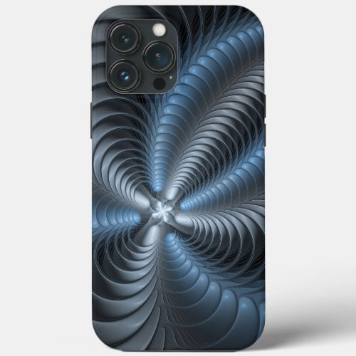 Plastic Blue Gray 3D Fractal Art Modern Abstract iPhone 13 Pro Max Case