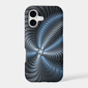 Plastic Blue Gray 3D Fractal Art Modern Abstract iPhone 17 Case