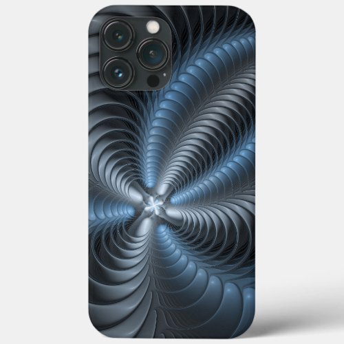 Plastic Blue Gray 3D Fractal Art Modern Abstract iPhone 13 Pro Max Case
