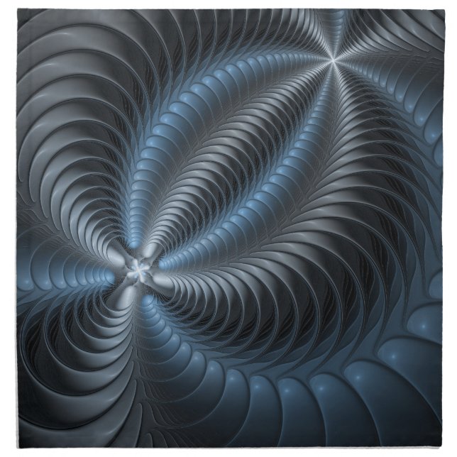 Plastic Blue Gray 3D Fractal Art Modern Abstract Cloth Napkin (Front)