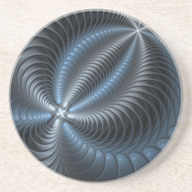 Plastic Blue Gray 3D Fractal Art Modern Abstract Coaster (Front)