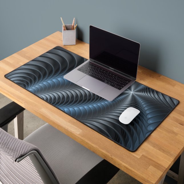Plastic Blue Gray 3D Fractal Art Modern Abstract Desk Mat (Office 2)