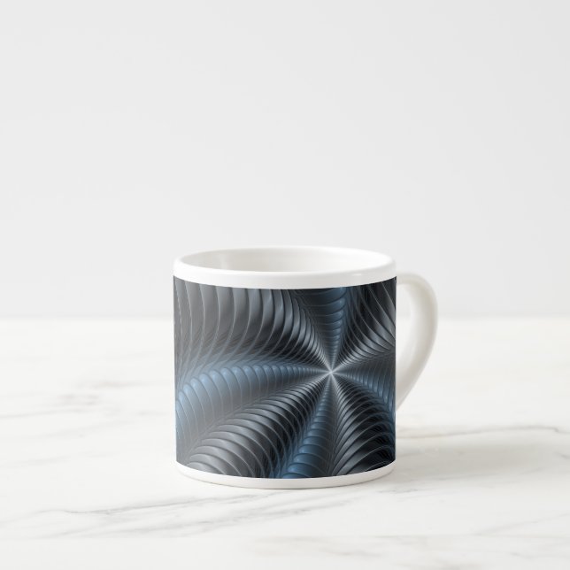 Plastic Blue Gray 3D Fractal Art Modern Abstract Espresso Cup (Front Right)
