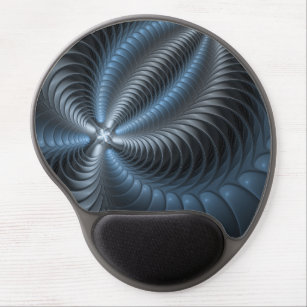 Plastic Blue Gray 3D Fractal Art Modern Abstract Gel Mouse Pad