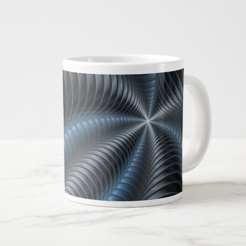 Plastic Blue Gray 3D Fractal Art Modern Abstract Giant Coffee Mug
