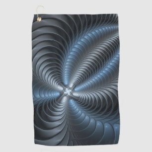 Plastic Blue Gray 3D Fractal Art Modern Abstract Golf Towel