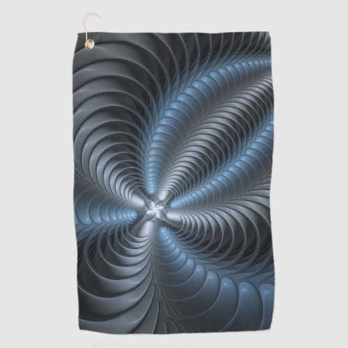 Plastic Blue Gray 3D Fractal Art Modern Abstract Golf Towel