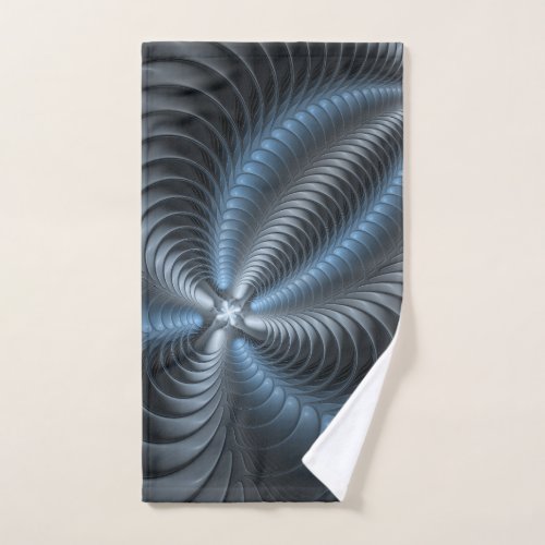 Plastic Blue Gray 3D Fractal Art Modern Abstract Hand Towel
