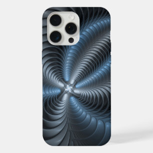 Plastic Blue Gray 3D Fractal Art Modern Abstract iPhone 15 Pro Max Case