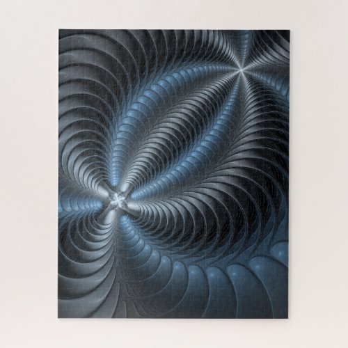 Plastic Blue Gray 3D Fractal Art Modern Abstract Jigsaw Puzzle