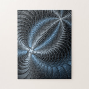 Plastic Blue Gray 3D Fractal Art Modern Abstract Jigsaw Puzzle