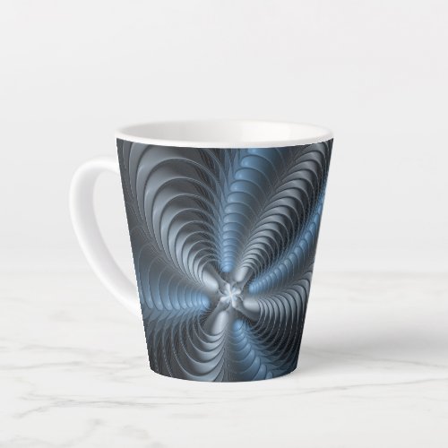 Plastic Blue Gray 3D Fractal Art Modern Abstract Latte Mug