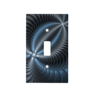 Plastic Blue Gray 3D Fractal Art Modern Abstract Light Switch Cover
