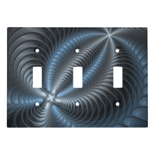 Plastic Blue Gray 3D Fractal Art Modern Abstract Light Switch Cover