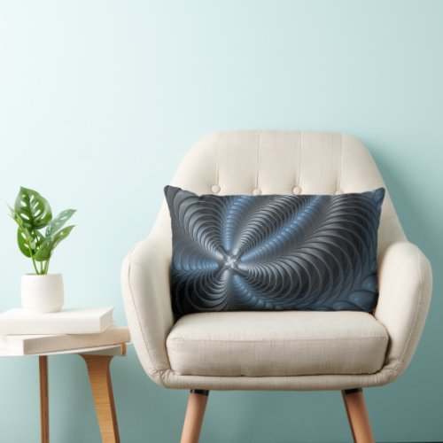 Plastic Blue Gray 3D Fractal Art Modern Abstract Lumbar Pillow