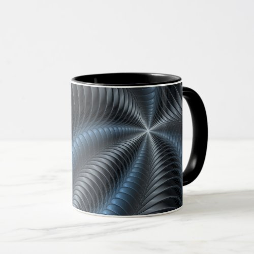 Plastic Blue Gray 3D Fractal Art Modern Abstract Mug