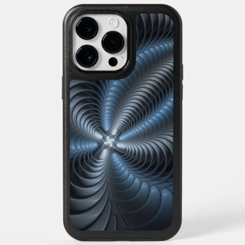 Plastic Blue Gray 3D Fractal Art Modern Abstract OtterBox iPhone 14 Pro Max Case