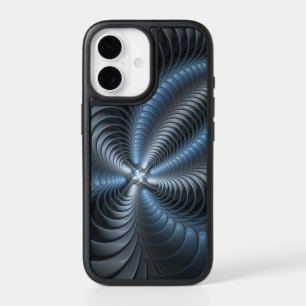 Plastic Blue Gray 3D Fractal Art Modern Abstract iPhone 17 Case