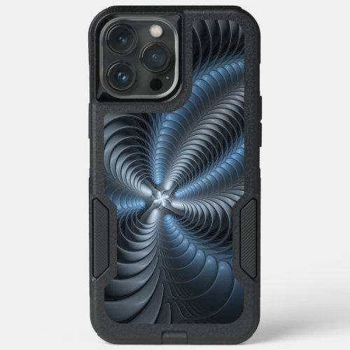 Plastic Blue Gray 3D Fractal Art Modern Abstract iPhone 13 Pro Max Case