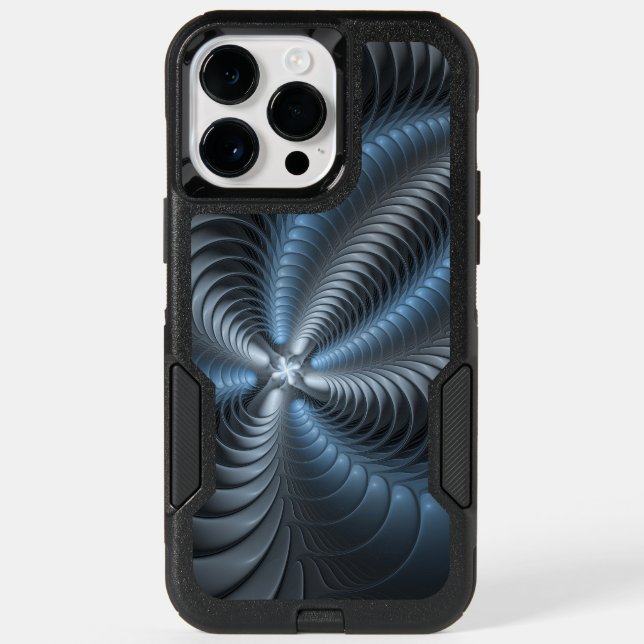 Plastic Blue Gray 3D Fractal Art Modern Abstract Otterbox iPhone Case (Back)