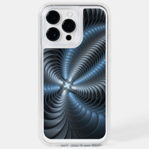 Plastic Blue Gray 3D Fractal Art Modern Abstract OtterBox iPhone 14 Pro Max Case