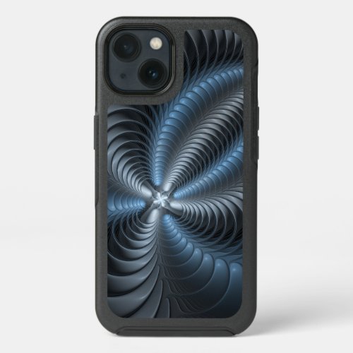 Plastic Blue Gray 3D Fractal Art Modern Abstract iPhone 13 Case