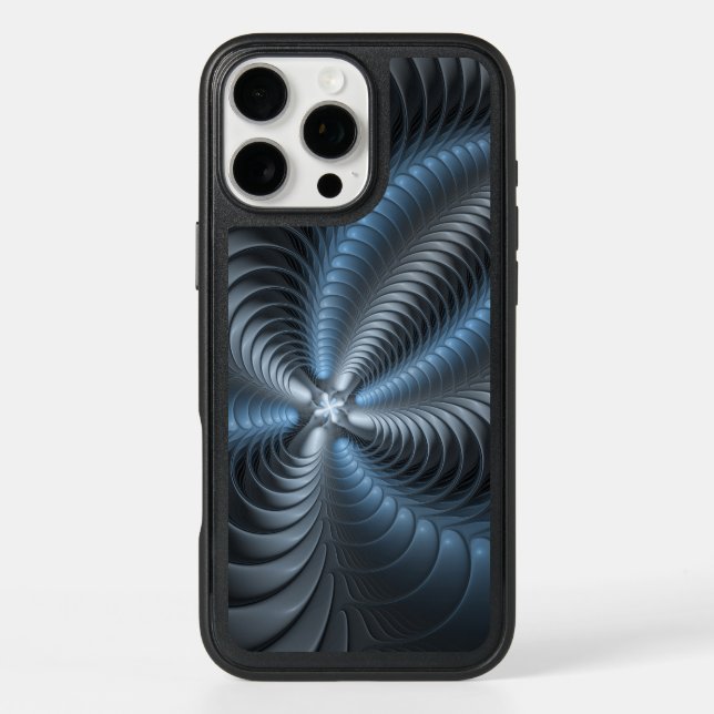 Plastic Blue Gray 3D Fractal Art Modern Abstract Otterbox iPhone Case (Back)